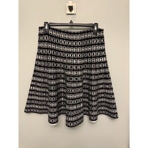 Cynthia Rowley Skirt Women's Medium Black White Houndstooth Elastic Waist A-Line